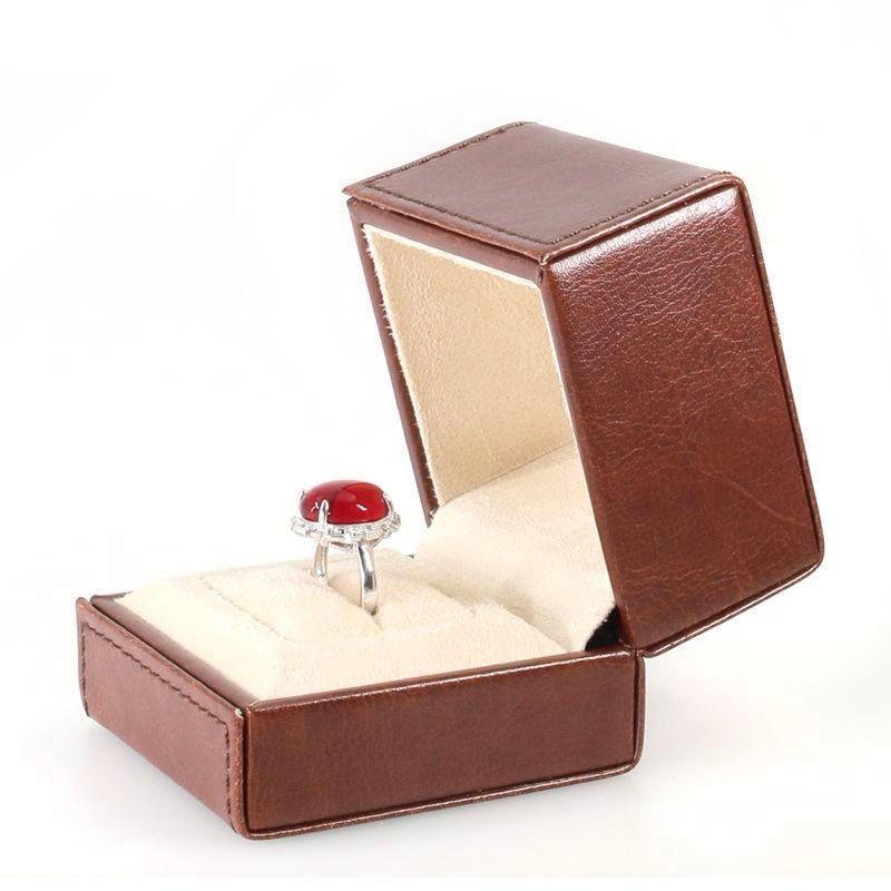 Ювелирная шкатулка под кольца декоративная экокожа коричневый цвет, фото 1