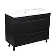 Комплект Тумба Милано 100 черная с белым умывальником Amelia 100 K-98.40 (19)-White, фото 2