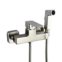 Смеситель для ванны с гигиеническим душем Atlas Saturn ST0009904, цинк, матовый сатин