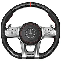 Руль SPORT КАРБОН на G-Class W463A 2018-22 (Черная кожа)