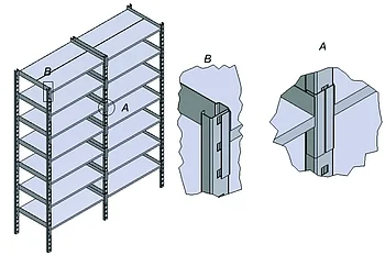 Складские стеллажи на 4 полки и 4 стойки