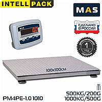 Весы платформенные MAS РМ4РЕ-1.0 1010 весовая платформа 1000*1000 с индикатором для склада грузовая до 1000кг