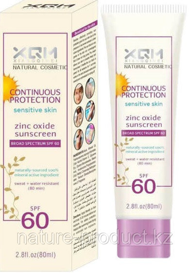 Солнцезащитный крем Zinc oxide sunscreen XQM XIANGQIMEI SPF60 80 мл.