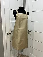 Профессиональный фартук "Форвард" (235 г/м²), черный/бежевый, индивидуальный пошив