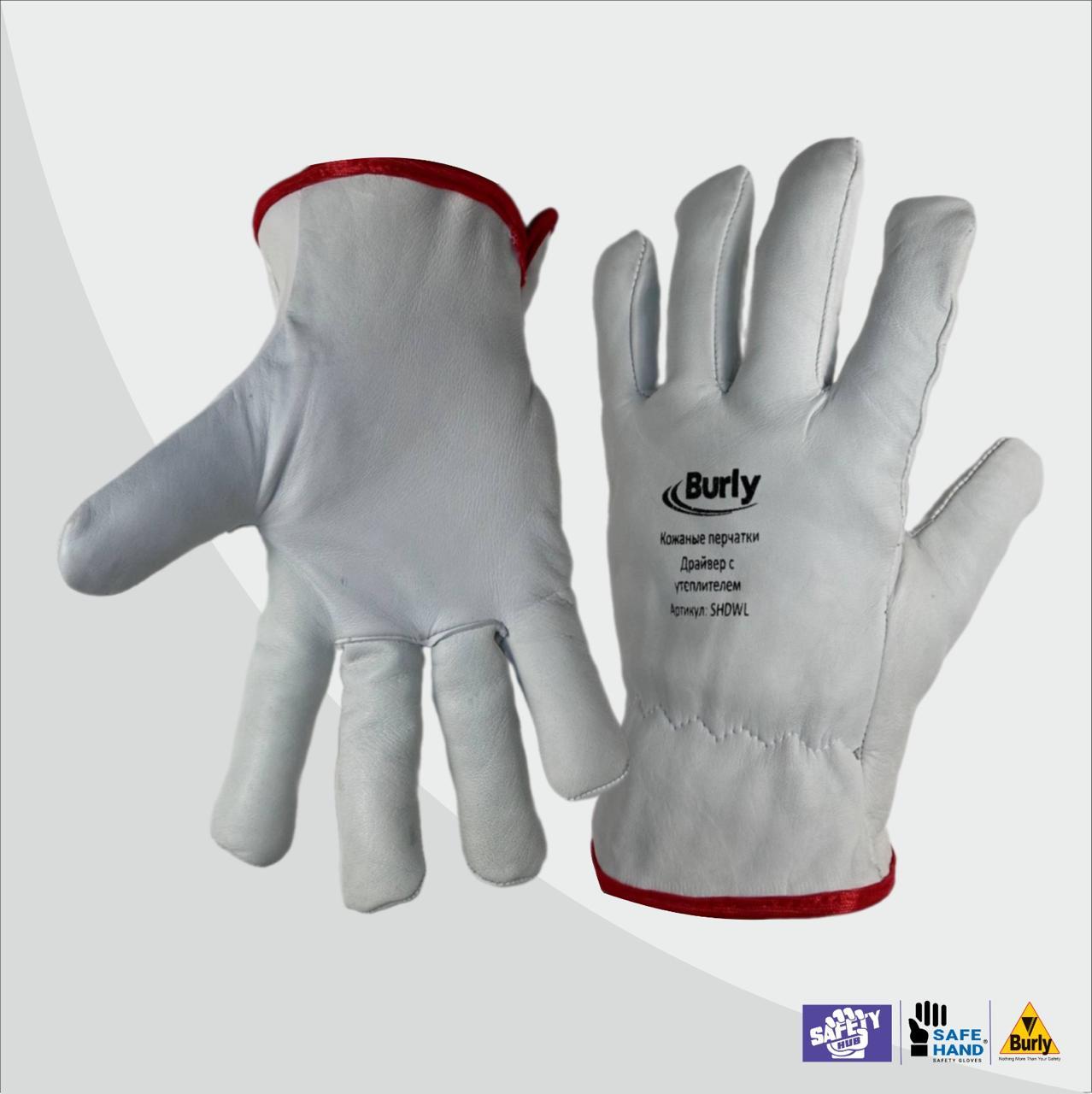 Кожаные утепленные перчатки драйвер, фото 1