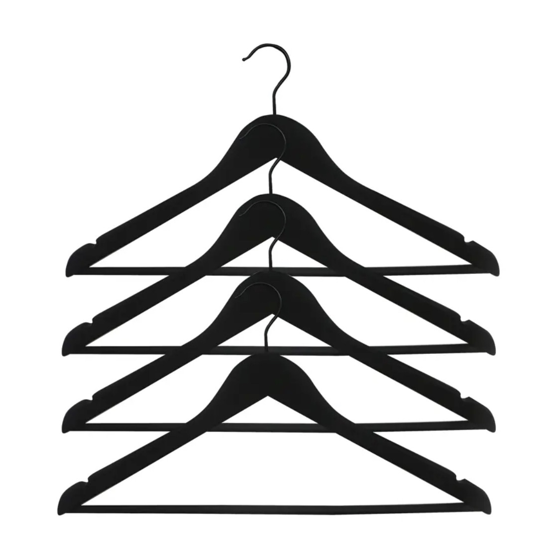 Плечики Spaceo 44.5 см дерево/сталь с покрытием soft touch цвет чёрный 4 шт