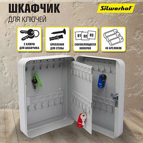 Шкафчик Silwerhof на 48 ключей, 250x180x80 мм, серебристый