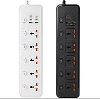 Универсальный удлинитель 3000W. 4- выхода Type-c и 2- выхода USB