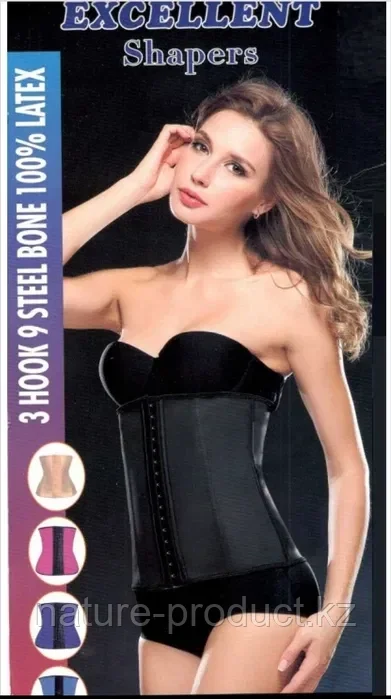 Корсет Orgin двуслойный латекс  черный XS - 3XL, фото 1