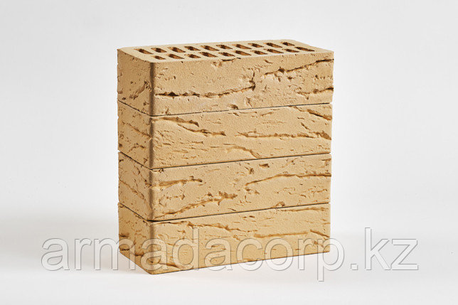 Лицевой керамический кирпич Слоновая кость глубокий рустик одинарный 1,0НФ