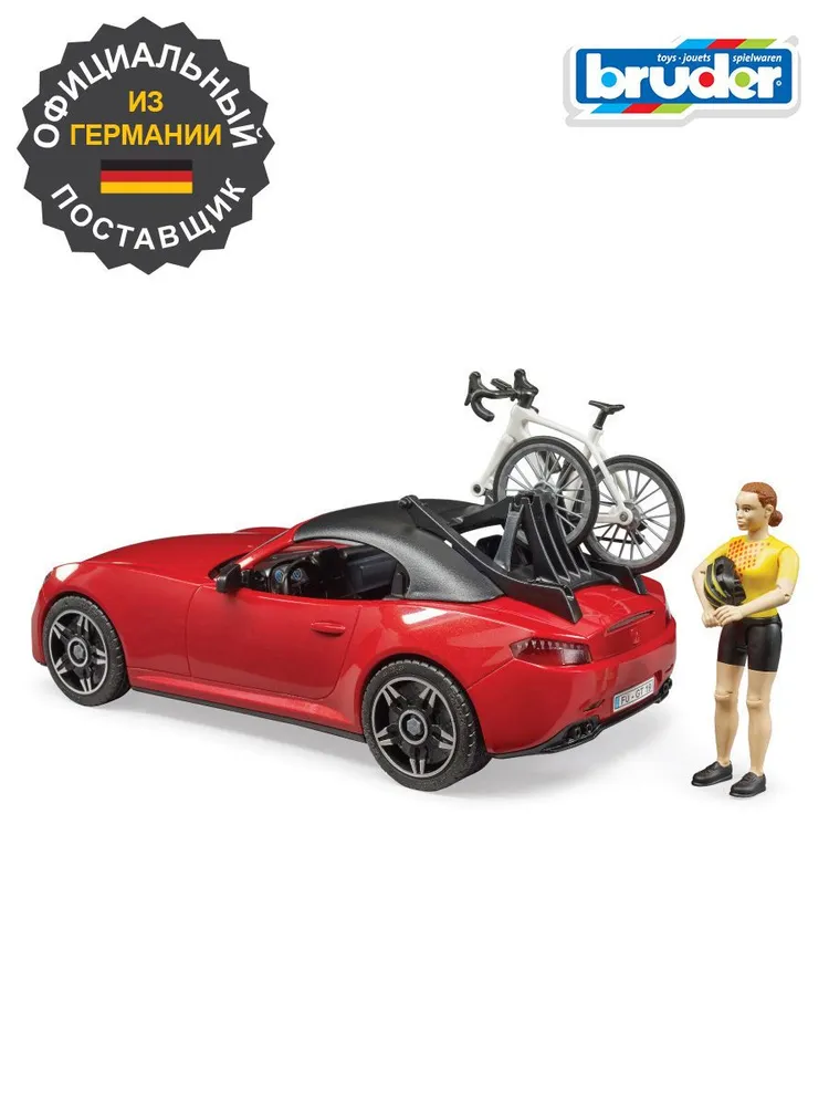 Bruder Игрушечный Спортивный автомобиль Roadster с фигуркой велосипедистки (Брудер 03-485)