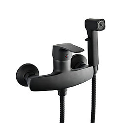 Смеситель для ванны с гигиеническим душем Atlas Earth ER0009902, цинк, матовый черный