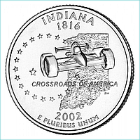 Монета "Индиана - Indiana" 25 центов (США) 2002
