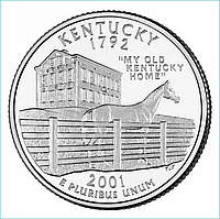 Монета "Кентуки - Kentucky" 25 центов (США) 2001