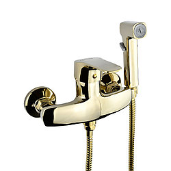 Смеситель для ванны с гигиеническим душем Atlas Earth ER0009906, цинк, глянцевое золото