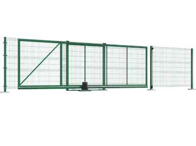 Откатные ворота со стальной рамой и с заполнением сварной сеткой