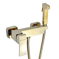 Смеситель для ванны с гигиеническим душем Atlas Luigi LG0009906, латунь, глянцевое золото