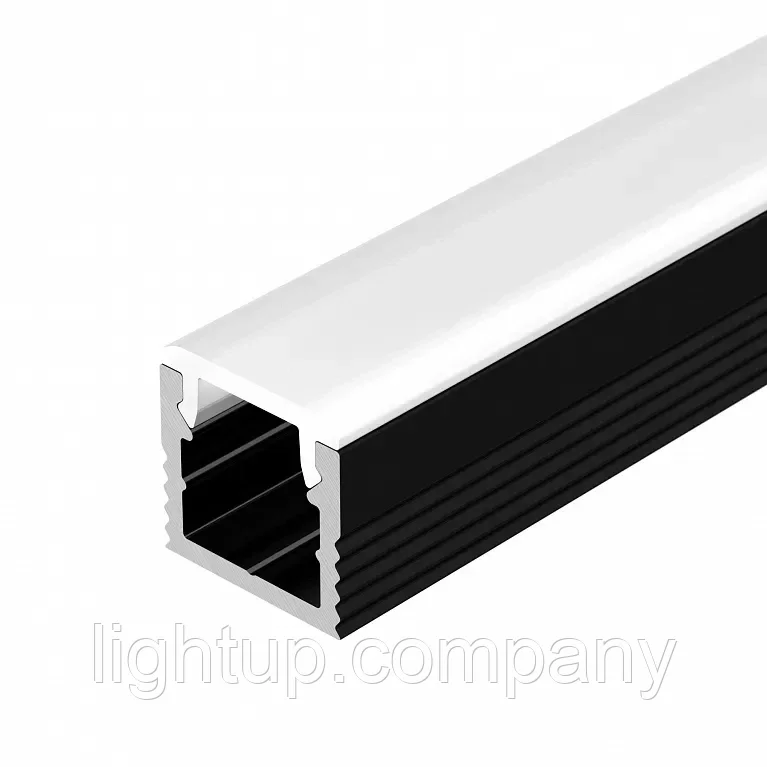 Алюминиевый профиль черный для подсветки с рассеивателем 10*10 ММ, фото 1