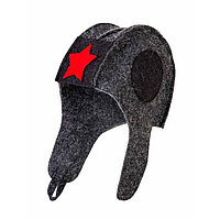 Шапка банная "Танкист", войлок серый