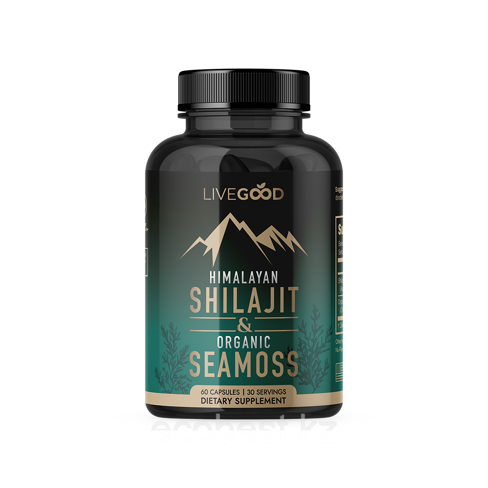 Гималайское мумие и органический морской мох (Himalayan Shilajit & Organic Sea Moss), 60капсул