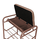 Этажерка-банкетка для обуви с мягким сиденьем из экокожи и ящиком БП1-1/К коричневая, фото 4