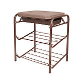 Этажерка-банкетка для обуви с мягким сиденьем из экокожи и ящиком БП1-1/К коричневая, фото 5