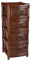 Комод пластиковый Эконом М2443, 4 ящика, коричневый