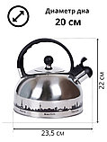 Чайник для плиты со свистком 2,8 л капсульное дно MALLONY MAL-CITY-01 с рисунком, меняет цвет при нагревании, фото 4