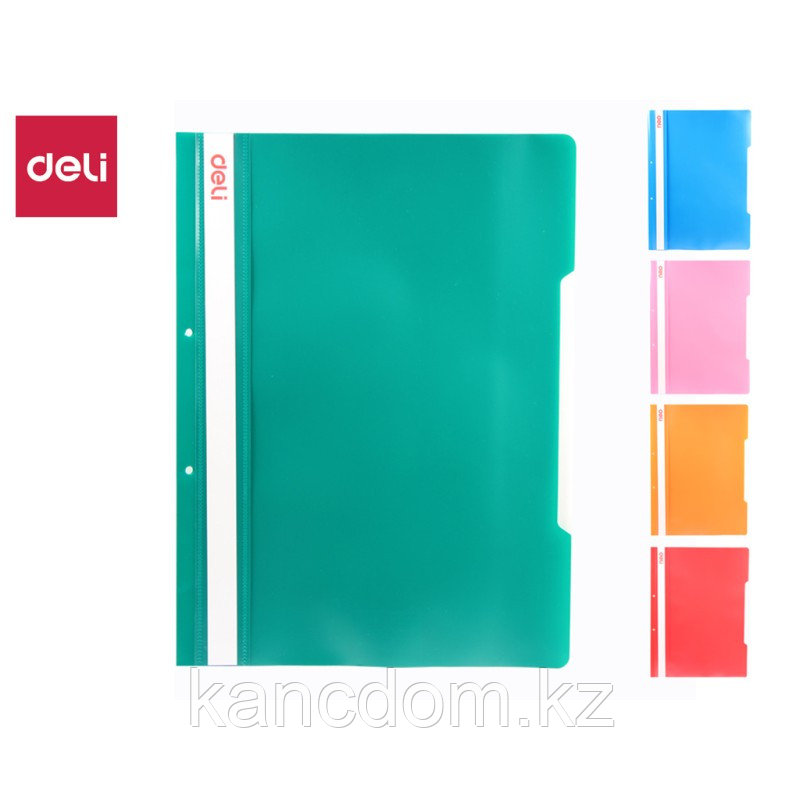 Папка-скоросшиватель DELI с перфорацией, А4, 200 мкм, ассорти 39535