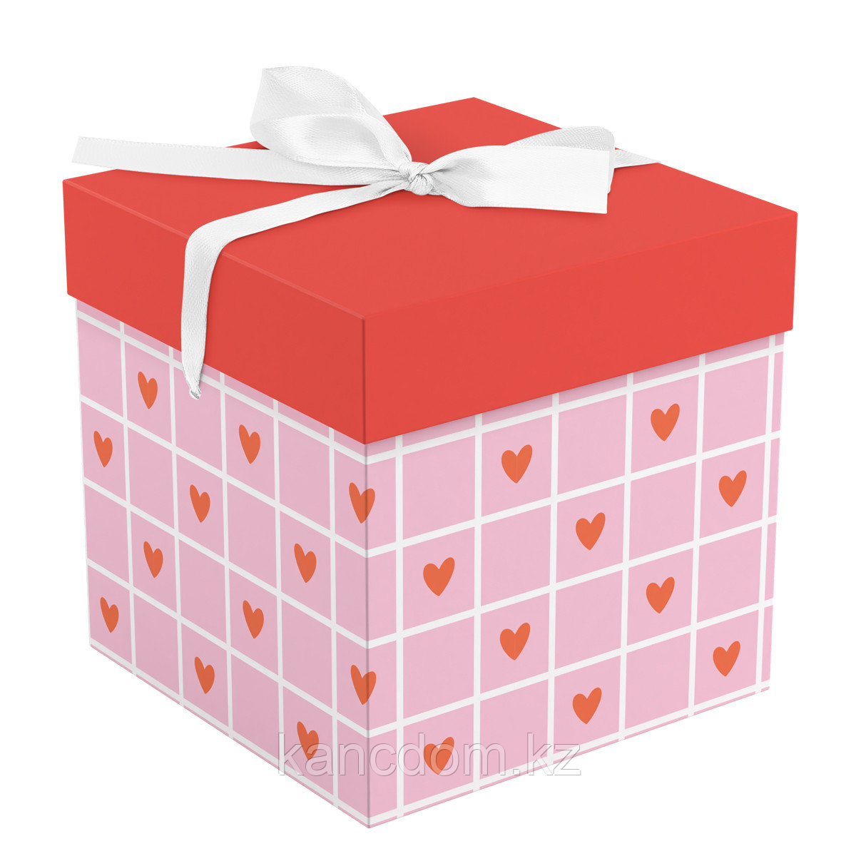 Коробка складная подарочная MESHU "Hearts", (15*15*15см), с лентой MS_62567
