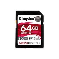 Kingston SDR2/64GB Карта памяти SD 64GB Canvas React Plus Класс 10, UHS-II, U3, V90