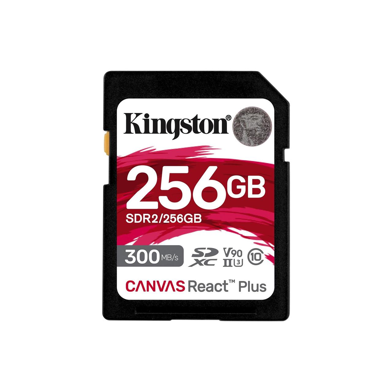 Kingston SDR2/256GB Карта памяти SD 256GB Canvas React Plus Класс 10, UHS-II, U3, V90