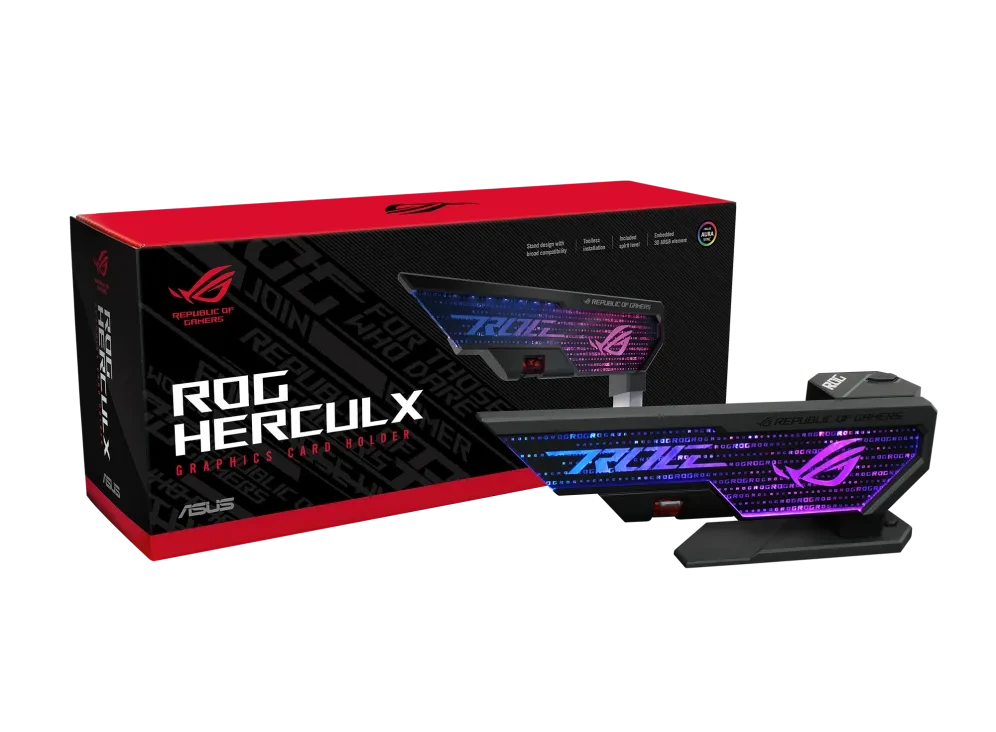 Вертикальный держатель Видеокарты ASUS XH01 ROG HERCULX 3-pin ARGB Black