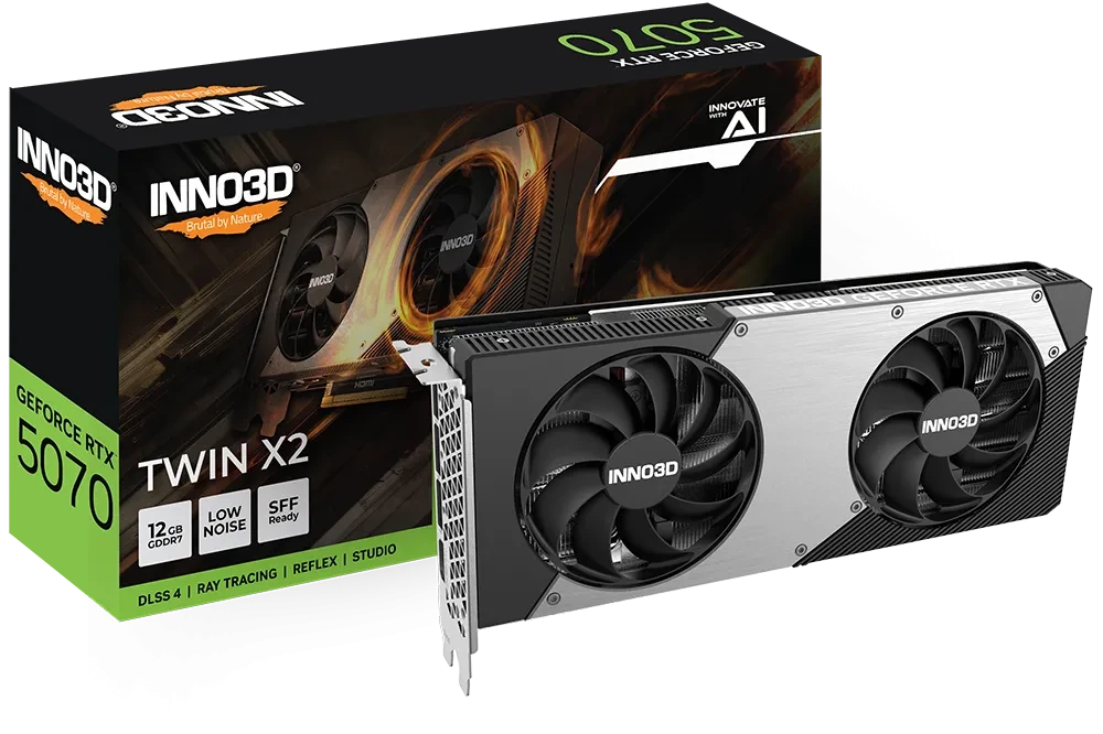 Видеокарта Inno3D GeForce RTX5070 TWIN X2 OC 12G GDDR7 N50702-12D7X-195064N