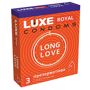 Презервативы LUXE ROYAL LONG LOVE гладкие продлевающие с добавлением анестетика, 3 штуки