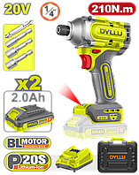 Бесщеточный Гайковерт 20V (210Нм) с 2-мя АКБ и Кейсом
