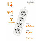 Удлинитель Smartbuy, 4 гнезда 2 метра 16А/3,5кВт с заземлением ПВС 3х1,0 (SBE-16-4-02-Z)/40, фото 3