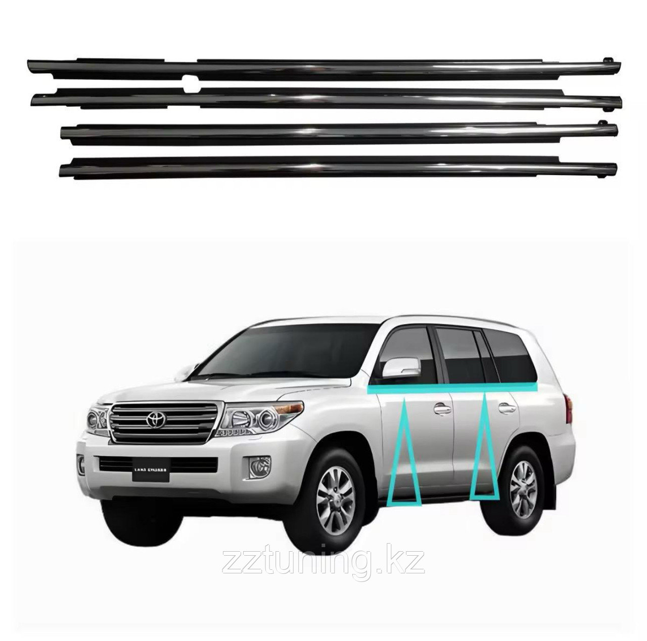 Молдинги под стекло для Toyota Land Cruiser 200, фото 1