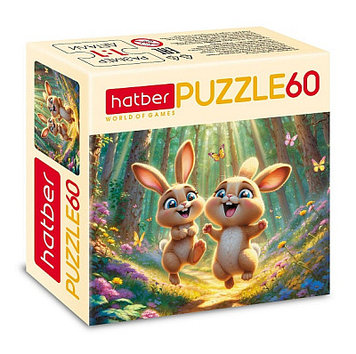 Пазлы "Hatber", 60 элементов, А5, 230x165мм, серия "Лесные малыши"