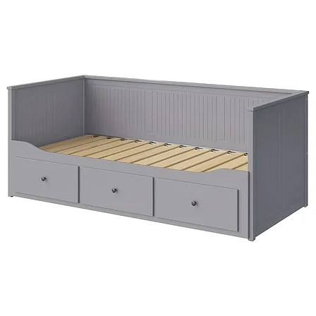 Кушетка каркас с 3 ящ. ХЕМНЕС серый, 80x200 см ИКЕА, IKEA, фото 1