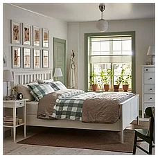 Кровать каркас ХЕМНЭС белая морилка 150х200 ИКЕА, IKEA, фото 4