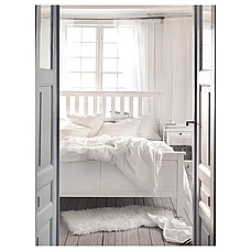 Кровать каркас ХЕМНЭС белая морилка 150х200 ИКЕА, IKEA, фото 5