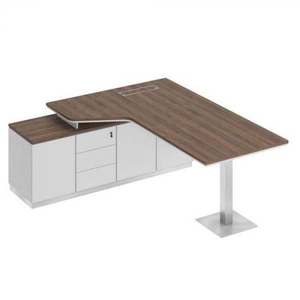 Стол руководителя эргономичный на опорной тумбе левый, фото 1