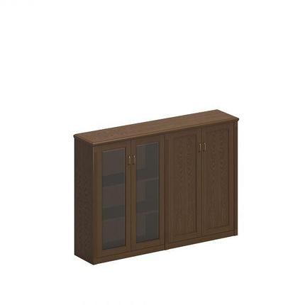 Шкаф для документов средний комбинированный (1 с деревянными дверями 1 со стеклянными дверями), фото 1