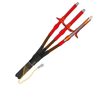 Муфта термоусаживаемая наружной установки на трехжильный кабель с СПЭ-изоляцией с ПРОВОЛОЧНЫМ экраном, БЕЗ