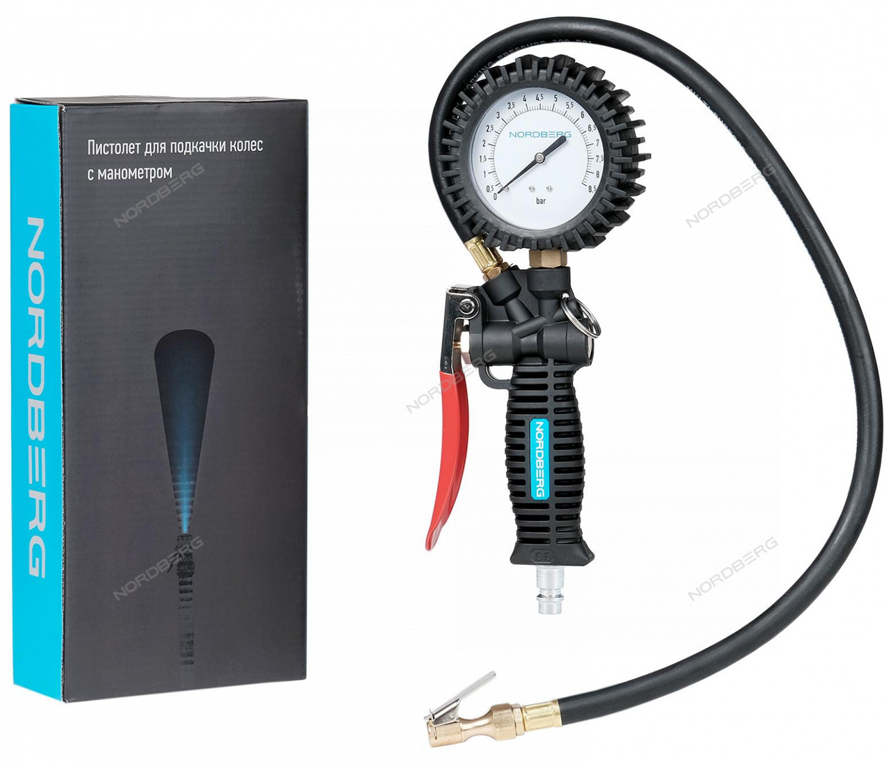 Пистолет для подкачки колес с манометром 80 мм, фото 1