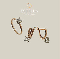 Estella комплект золото России алтын комплект вес 2.8 г золото, цирконий