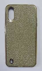 Чехол для Galaxy A01 золотистый с блёстками