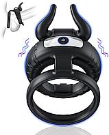 Интимная игрушка эрекционное виброкольцо с головой быка, Davion для стимуляции клитора USB зарядка