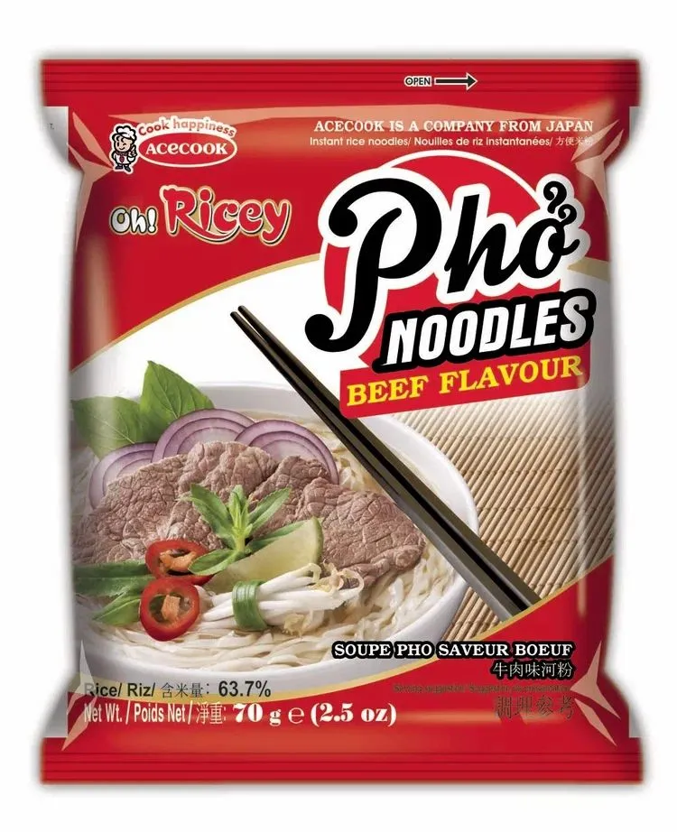 Лапша быстрого приготовления OH!RICEY "Фо Бо" со вкусом говядины ACECOOK, 70г